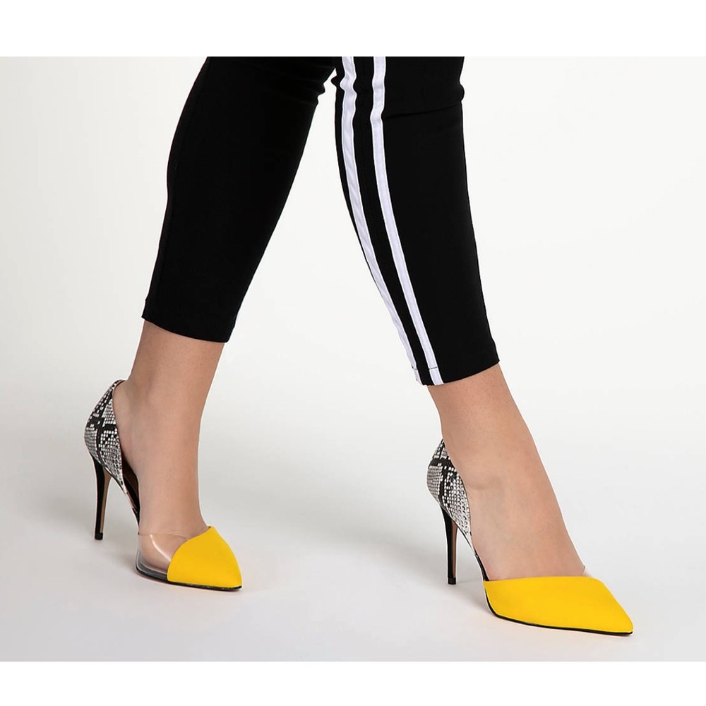 Yellow + Snakeskin Showstopper Heels Sz 6.5